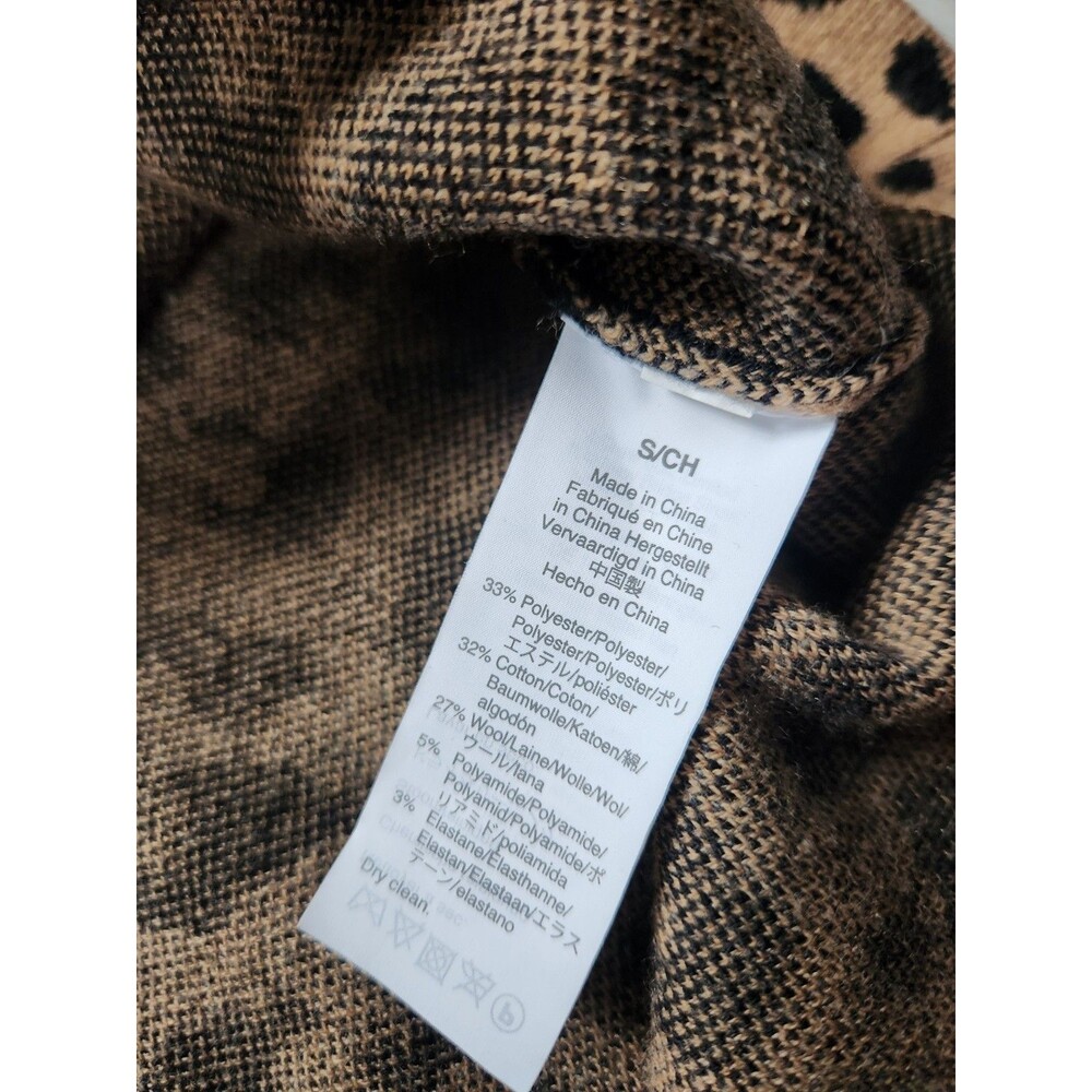 J.Crew Wool Blend Leopard Print Sweater Dress Womens S Long Sleeve Tan Black EUC - Picture 4 of 9